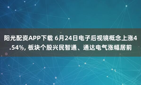 阳光配资APP下载 6月24日电子后视镜概念上涨4.54%, 板块个股兴民智通、通达电气涨幅居前