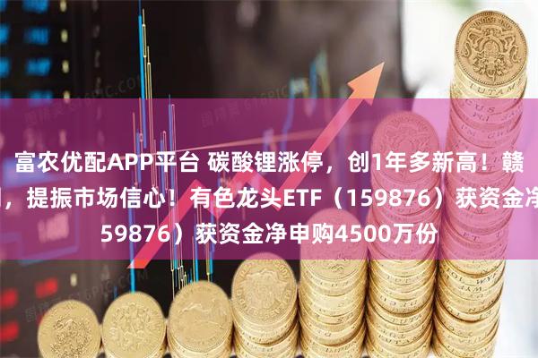 富农优配APP平台 碳酸锂涨停，创1年多新高！赣锋锂业最新预测，提振市场信心！有色龙头ETF（159876）获资金净申购4500万份
